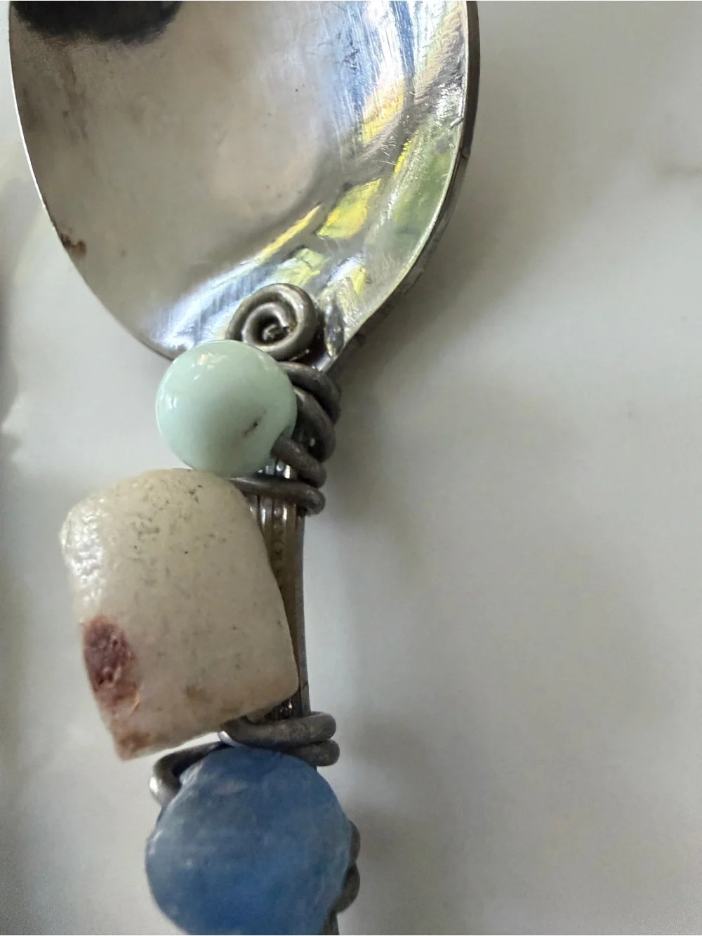 Choice Wire Wrapped stones Sea Glass 3pc Flatware Set Artisan Knife Fork Spoon⁠